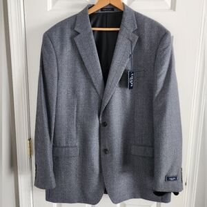 Ralph Lauren Chaps Classic Houndstooth Blue Gray Men's Single Breasted Blazer